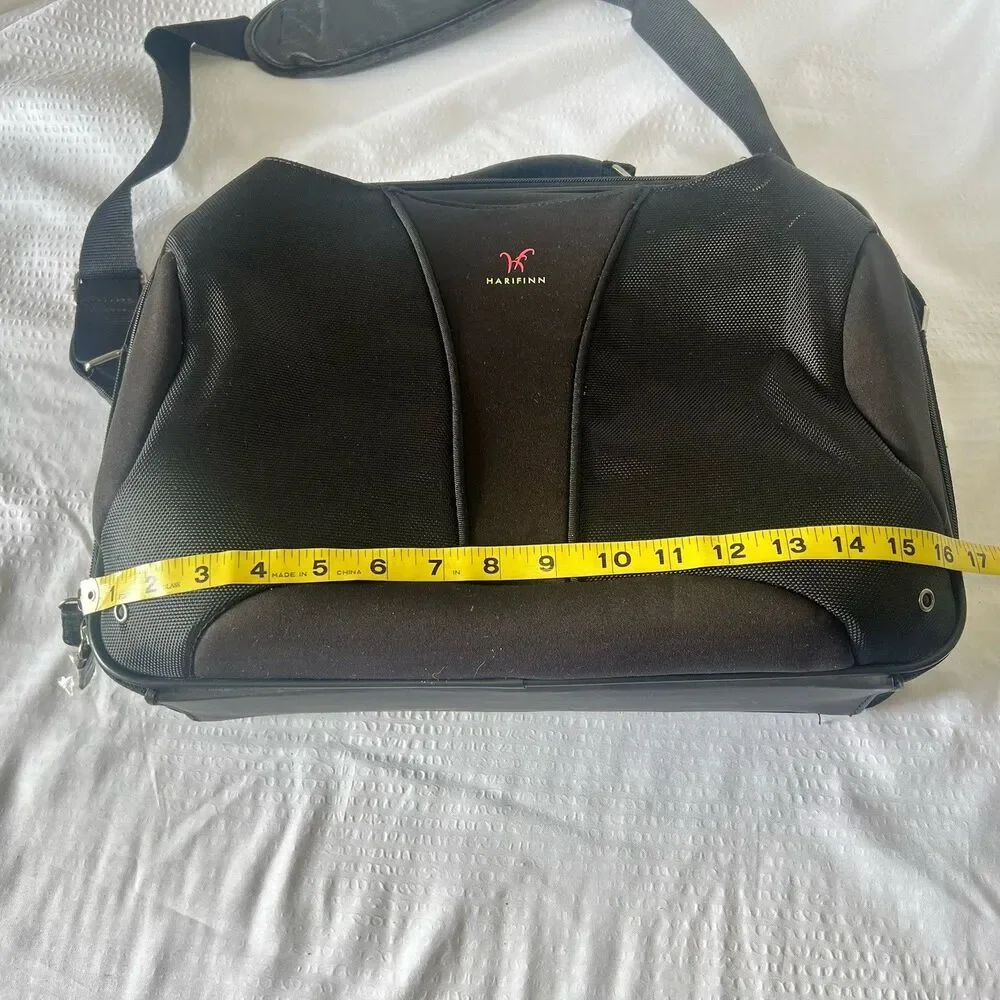 Harifin Black Nylon 15-Inch Laptop Bag With Long Strap And 2 Outer Pockets NWT!